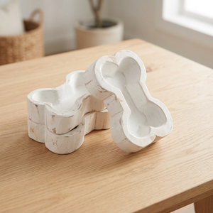 Cuenco de masa de hueso de perro de madera de Acacia rústico hecho a mano, cuenco de masa de madera único, decoración del hogar con diseño en forma de hueso de Vietnam - Product Image 1