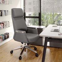 Chaise de bureau de direction en cuir de luxe Boss Light, cadre métallique, pivotante, avec roulettes, dossier haut, accoudoirs, pour la maison, le bureau, modèle PY-19