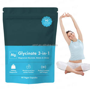Cápsulas Veganas de <span class=keywords><strong>Magnesio</strong></span> 90 Unidades 1800mg Glicinato Malato Citrato 384mg <span class=keywords><strong>Magnesio</strong></span> Elemental Apoya los Músculos y los Nervios Glicinato 3 en 1 - Product Image 1