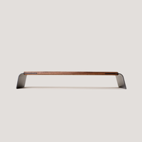 Organisateur de bureau universel en aluminium et bois de chêne, large, monobloc, avec rangement pour clavier, support de moniteur, rehausseur