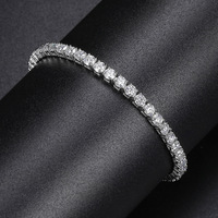 C & J Pass Test 2mm Or Blanc 925 Sterling Micro VVS Moissanite Diamant Prong Cuban Link Bracelet Bijoux Hip Hop glacés