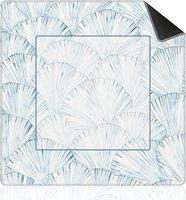 Tapis de Mahjong en Néoprène Antidérapant à Motif Feuille de Palmier Bleue, Tapis de Jeu Portable Enroulable pour Poker et Mahjong