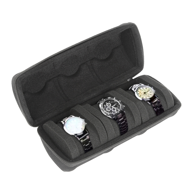 High Quality Hard Watch Travel Case 3 Slot Watch Roll Case Storage Bag Watch Holder Box case for Men and Women