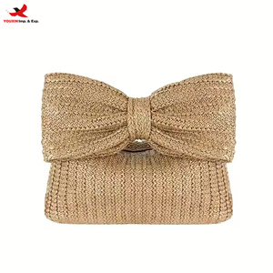 Women's Popular Beach Summer Bowknot Straw <b>Handbags</b> Vintage Rattan <b>Handbag</b> with Bow <b>Small</b> Purse Clutch RTS Bulk Mixed Order - Product Image 1