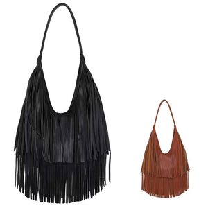 High Quality Retro Crossbody <b>Handbag</b> <b>for</b> <b>Women</b> <b>Large</b> Capacity Lightweight Tassel Shoulder Underarm Zipper Hot Selling - Product Image 1