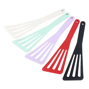 Heat Resistant Silicone Thin Slotted Fish Turner Spatula with Sloped Head Design Flipper Cooking Spatula