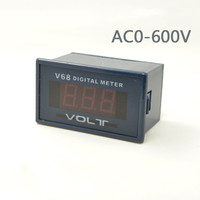 V68A AC 0-600V 0.56 "LED Merah Digital Voltmeter Meteran Panel Tegangan Kompatibel 85L17 Pointer Ammeter