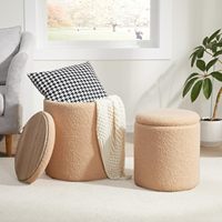 Chaise rembourrée ronde moderne avec commode de rangement pour maquillage pour le salon ou la chambre à coucher repose-pieds pouf