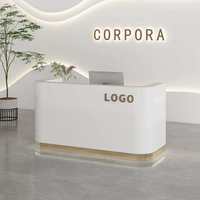 Comptoir de réception moderne avec logo personnalisé, base lumineuse LED, bureau de caisse pour salon de beauté, bureau, hall d'hôtel