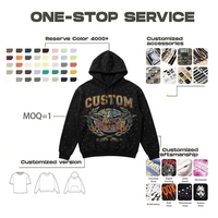 Hoodie Pria Berkualitas Tinggi Custom Logo DTG 340G 100% Katun Fleece Tebal Ukuran Besar Plus Size Streetwear MOQ 1