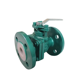 COVNA Válvula de bola industrial de 2 piezas de pasaje completo, de hierro fundido con revestimiento de flúor, con brida, manual - Product Image 1