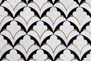 Centurymosaic Polished White Black Marble Pine Cone Mosaic <b>Tile</b> With Brass Inlay for Bathroom Kitchen Wall Floor <b>Backsplash</b> - Product Image 4