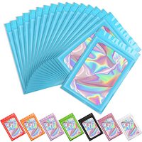 Sachets d'emballage en plastique transparents personnalisés refermables avec fenêtre, en Mylar holographique violet, petites pochettes en aluminium pour brillant à lèvres, bijoux, cils