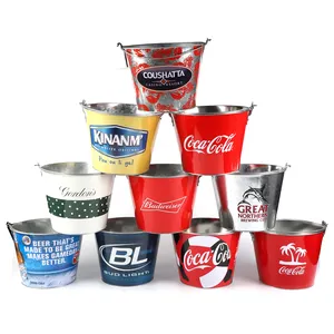 Custom Promotional Cola Design Metal Tin 5 L 8 L 10 L 12 L 20 L Oval Metal Tin Ice Bucket Beer Can Cooler