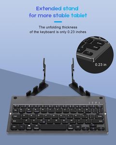 Manufacturer Custom logo layout Plastic rechargeable portable bluetooth foldable keyboard with phone <b>stand</b> - Product Image 2