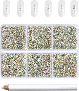 7200 piezas de diamantes de imitación de resina de base plana de 3mm, 4mm, 5mm, cristal AB, gemas redondas para uñas y manualidades, 3 tamaños mixtos con kit de lápiz de cera - Product Image 6