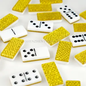 Fast Delivery Dloble 6 Dominoes Game Tournament Professional Size Two Tone Green and White Dominoes Block