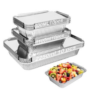 Standard Sizes Hot Sale Chinese Factory Wholesale 410ml Disposable Aluminum <b>Foil</b> Baking <b>Container</b> Catering Pan Trays - Product Image 1