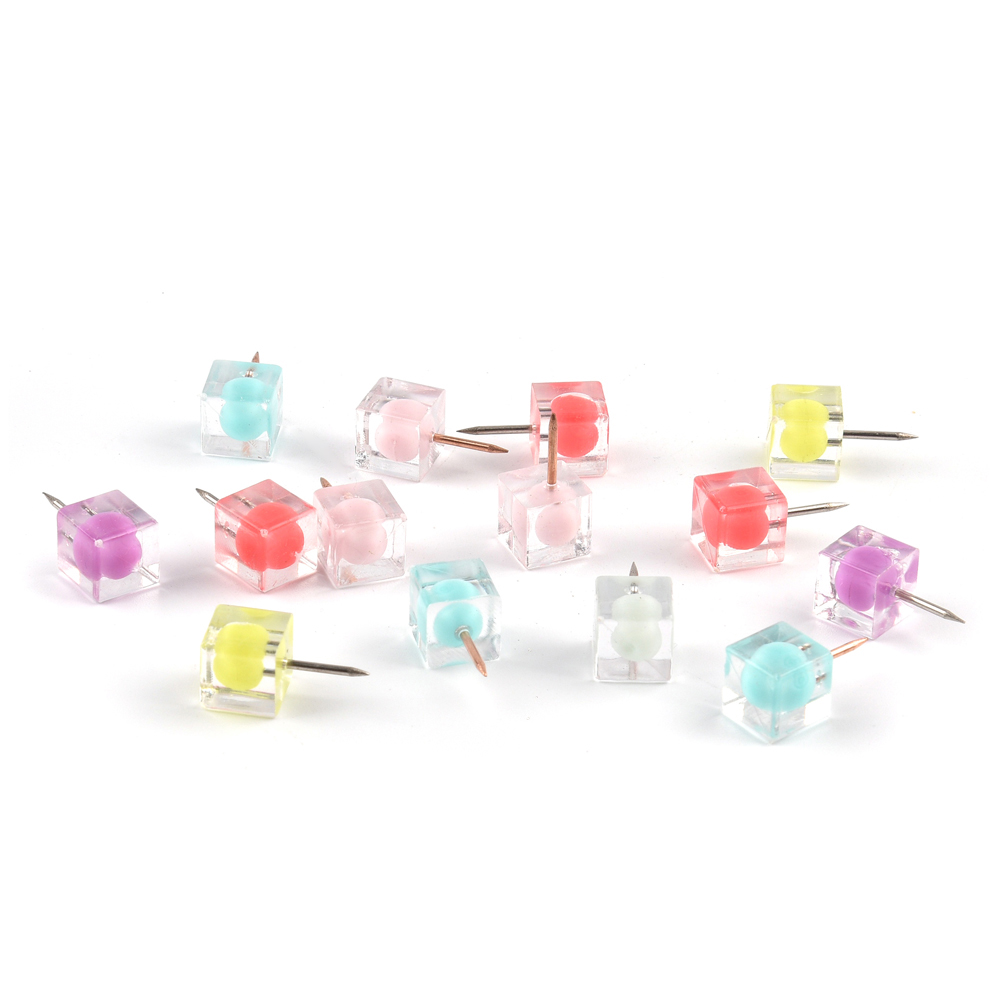 HUIRONG модная Милая школьная офисная пробковая доска для объявлений, сделай сам, украшение, цветная прозрачная ручка, прозрачная квадратная головка, булавки