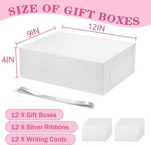 กล่องของขวัญสีขาวขนาดใหญ่ ย่อยสลายได้ เป็นมิตรกับสิ่งแวดล้อม รีไซเคิลได้ พร้อมฝาปิดและริบบิ้น สำหรับงานปาร์ตี้ ของชำร่วยวันวาเลนไทน์ <span class=keywords><strong>ของขวัญ</strong></span>เพื่อนเจ้าสาว - Product Image 3