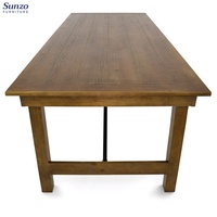 Table de ferme pliante en pin massif rustique antique - Utilisation à la maison, salle à manger et entrée - 8 places