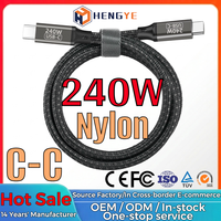 Kabel Data Transfer USB C3.0  1m 2m Tipe-C ke Tipe-C  Berbahan Nilon Kepang, Pengisian Daya Cepat Daya Tinggi PD 240W Grosir
