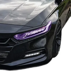 Glossy photochromic car tint color change light film protective headlight TPU car film easy install TPU car lamp wrap cover