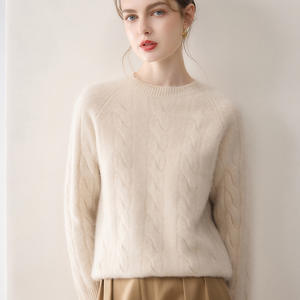 100% кашемировый женский свитер с круглым вырезом, толстый зимний кашемировый трикотажный базовый слой, пуловер, OEM, индивидуальный цвет и размер - Product Image 3