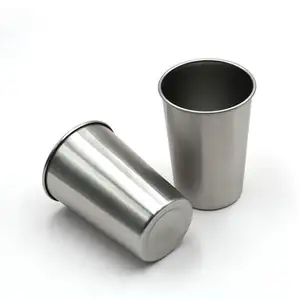 أكواب معدنية متينة من الفولاذ المقاوم للصدأ 12 أونصة/أو أواني شرب قابلة للتكديس للاستعمال مرة واحدة