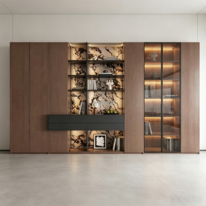 Estantería Moderna Italiana de Lujo, Personalizada, de Piso, con Vidrio Acanalado, Iluminación LED, Ahorra Espacio, para Sala de Estar, Dormitorio, Comedor, <span class=keywords><strong>Biblioteca</strong></span> - Product Image 1