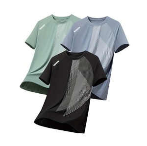 Camiseta de manga corta de verano para hombre, Camiseta deportiva de tenis y bádminton de seda helada, camiseta cultural informal para hombres jóvenes - Product Image 1