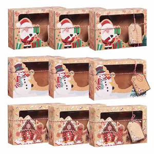 Xmas Present Christmas Window Cake Box Design For Christmas Bakery Cookie Cake Brownie Packaging