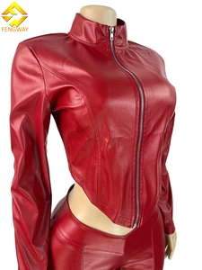 <span class=keywords><strong>Set</strong></span> giacca donna autunno finta pelle giacca moda giacca con cerniera giacca di pelle elastica Casual Micro svasato due pezzi <span class=keywords><strong>Set</strong></span> <span class=keywords><strong>da</strong></span> donna - Product Image 3