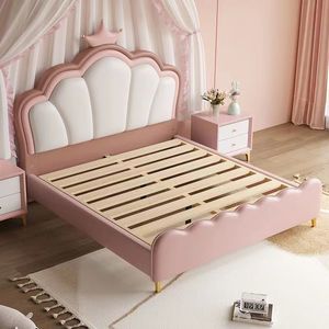 <span class=keywords><strong>Lit</strong></span> <span class=keywords><strong>de</strong></span> princesse rose luxueux en bois massif avec rangement pour enfants, ensemble <span class=keywords><strong>de</strong></span> <span class=keywords><strong>lit</strong></span> moderne rembourré en cuir réglable – Offre spéciale - Product Image 4