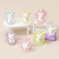 Breloques en résine 3D transparentes, finement scintillantes, motif renard à neuf queues, petite décoration pour maison de poupée