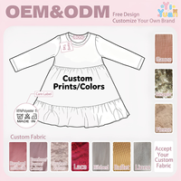 Robe d'automne à volants pour filles, motif floral citrouille, personnalisable OEM, tenue de Thanksgiving pour tout-petits, vêtements pour enfants