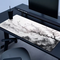 Tapis de souris et de clavier pour PC, grand format, motif paysage avec neige, fleurs de prunier et arbres, pour ordinateur portable