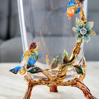 RORO décoration de maison décoration de table de luxe moderne fleur et oiseau design table en verre bureau vase à fleurs pour table à manger salon