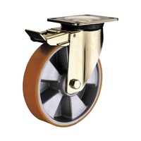 Ruedas de Poliuretano con Núcleo de Aluminio Tipo Europeo de 8 Pulgadas, Resistentes, Industriales, con Frenos, Venta al Por Mayor WBD