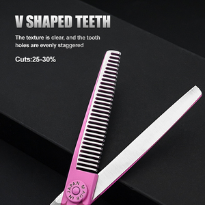 Hồng Tóc Mỏng Kéo 6.0 Inch 9CR Tóc Chuyên Nghiệp Cắt Kéo Trung Quốc Thực Hiện Chất Lượng Tốt Cắt Tóc Mỏng Kéo - Product Image 5