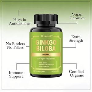 도매 OEM 자체 브랜드 순수 유기농 은행잎 추출물 캡슐 보충제, 집중력 향상 및 뇌 건강 증진 - Product Image 3