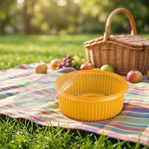 Caja Redonda de Plástico PET Transparente Desechable y Sellada para Empacar Pan, Hamburguesas y Alimentos Enlatados con Diseño de Nube de Palabras en Relieve - Product Image 5
