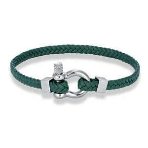 <span class=keywords><strong>Bracciale</strong></span> in Vera Pelle Intrecciata alla Moda con Chiusura a U in Acciaio Inossidabile per <span class=keywords><strong>Uomo</strong></span> - Product Image 4