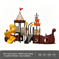 Aire de jeux pour enfants, grand toboggan, série bateau pirate, équipement de divertissement extérieur pour enfants