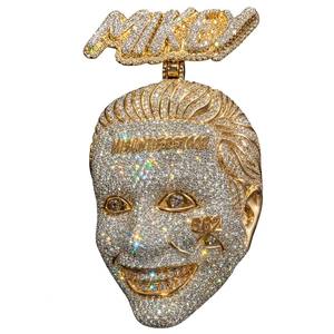 Ciondolo Iced Out personalizzato con testa di Mikey Joker in Moissanite e Argento S925, Gioielli Hip Hop, Supera il test del diamante, Ciondolo a croce Misunderstood - Product Image 2