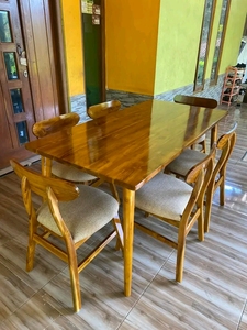 Premium Hardwood Dining Set with Six Ergonomic Teak Chairs Minimalist Furniture for Home <b>Bistro</b> and Hospitality - Product Image 6