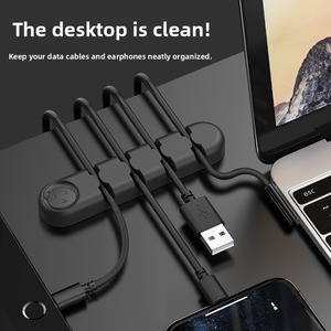 Organizador de cables fijo para escritorio, organizador de cables de silicona y centro de almacenamiento, dispositivo autoadhesivo para enrollar cables, protector de cables de datos. - Product Image 4