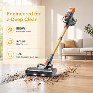 37Kpa Cordless Stick <b>Vacuum</b> Cleaner PV20 550W Brushless Motor Lightweight <b>Handheld</b> <b>Vacuum</b> for Home Carpet Pet Hair - Product Image 6