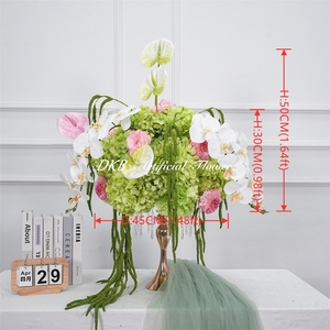 DKB real touch 45cm Green Rose Flower Ball Artificial Floral Ball <b>Table</b> Centerpieces flower ball for Wedding Decoration - Product Image 2