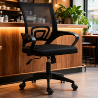 Chaise de bureau confortable en maille, pivotante à 360°, réglable en hauteur, avec accoudoirs fixes, pour le bureau et l'étude à domicile